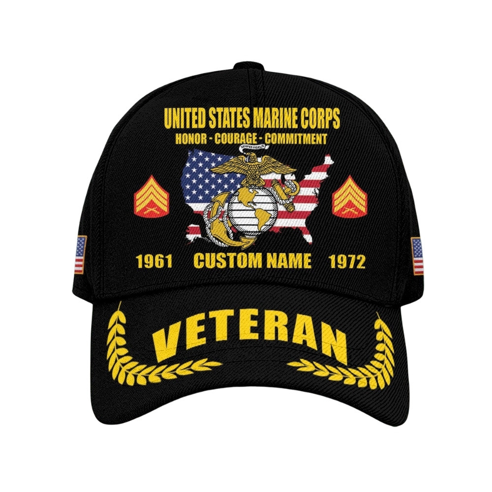 Premium Custom USMC Veteran Hat VPVC020522, Cap For Marine Veterans, Gifts For Veterans Day, Father’s Day