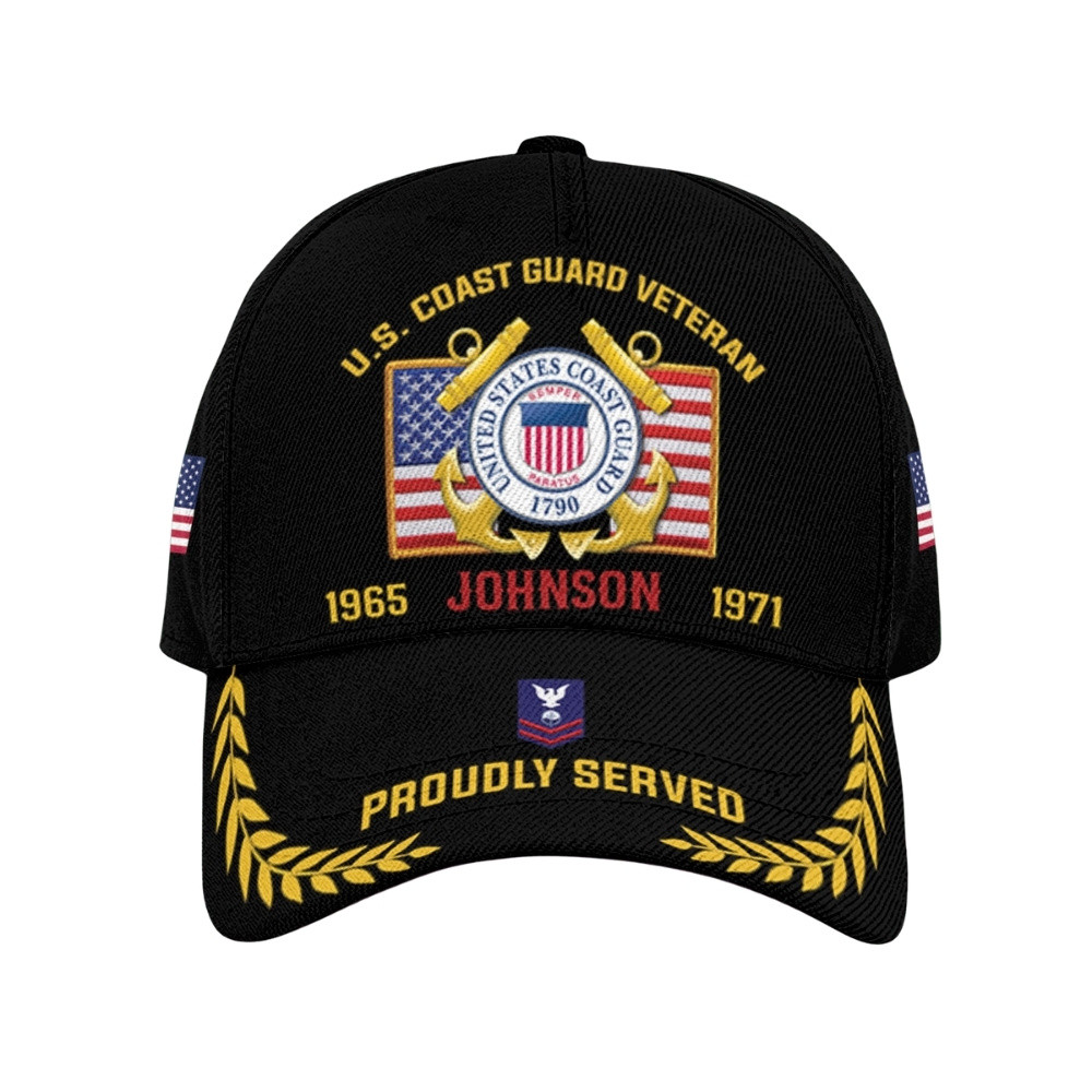 Premium Custom USCG Veteran Hat VPVC020529, Cap For Coast Guard Veterans, Gifts For Veterans Day, Father’s Day