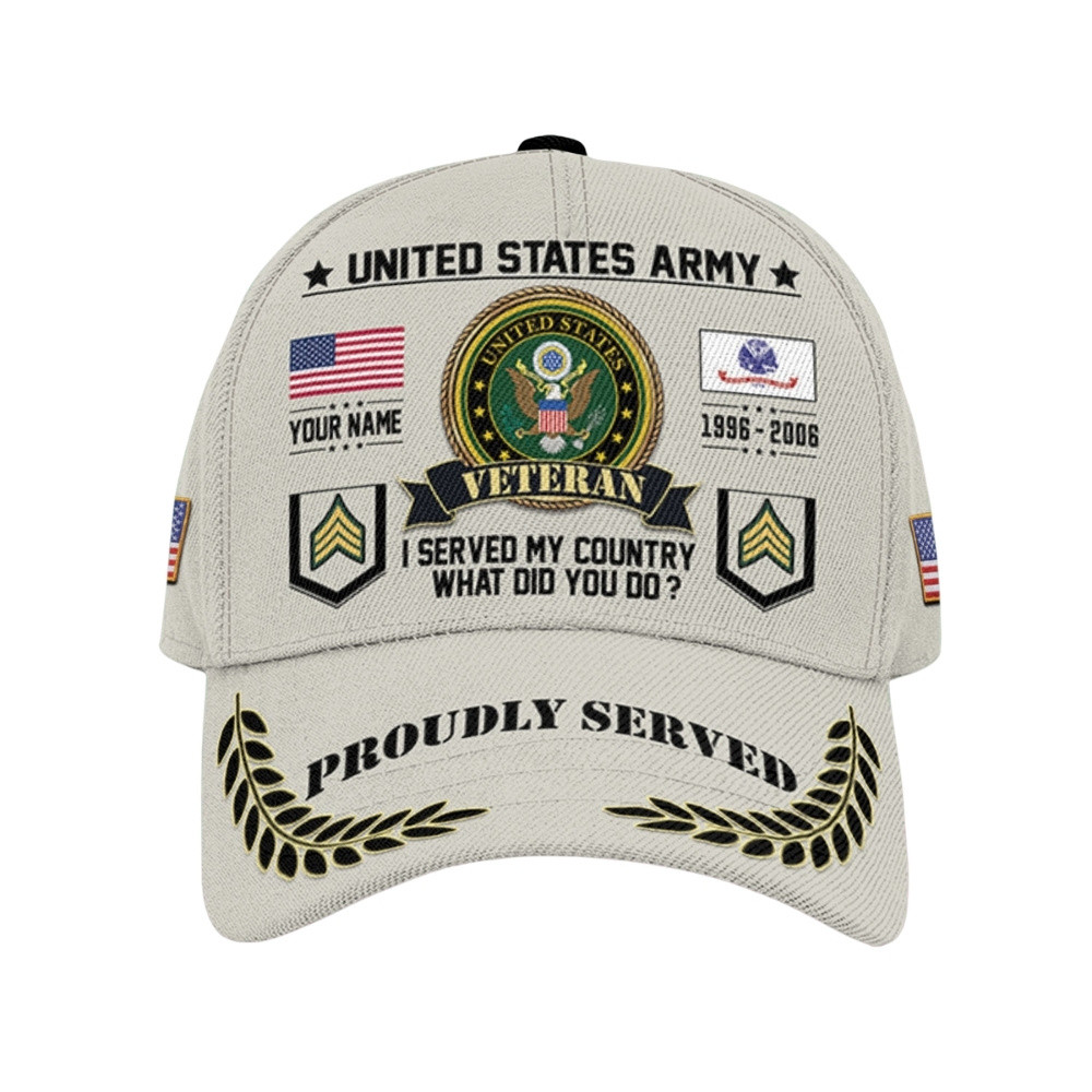 Premium Custom US Army Veteran Hat VPVC020530, Cap For Army Veterans, Gifts For Veterans Day, Father’s Day