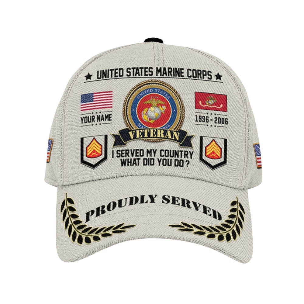 Premium Custom USMC Veteran Hat VPVC020532, Cap For Marine Veterans, Gifts For Veterans Day, Father’s Day