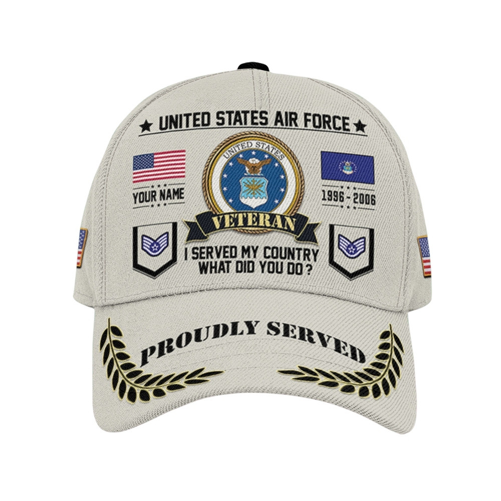 Premium Custom USAF Veteran Hat VPVC020533, Cap For Air Force Veterans, Gifts For Veterans Day, Father’s Day