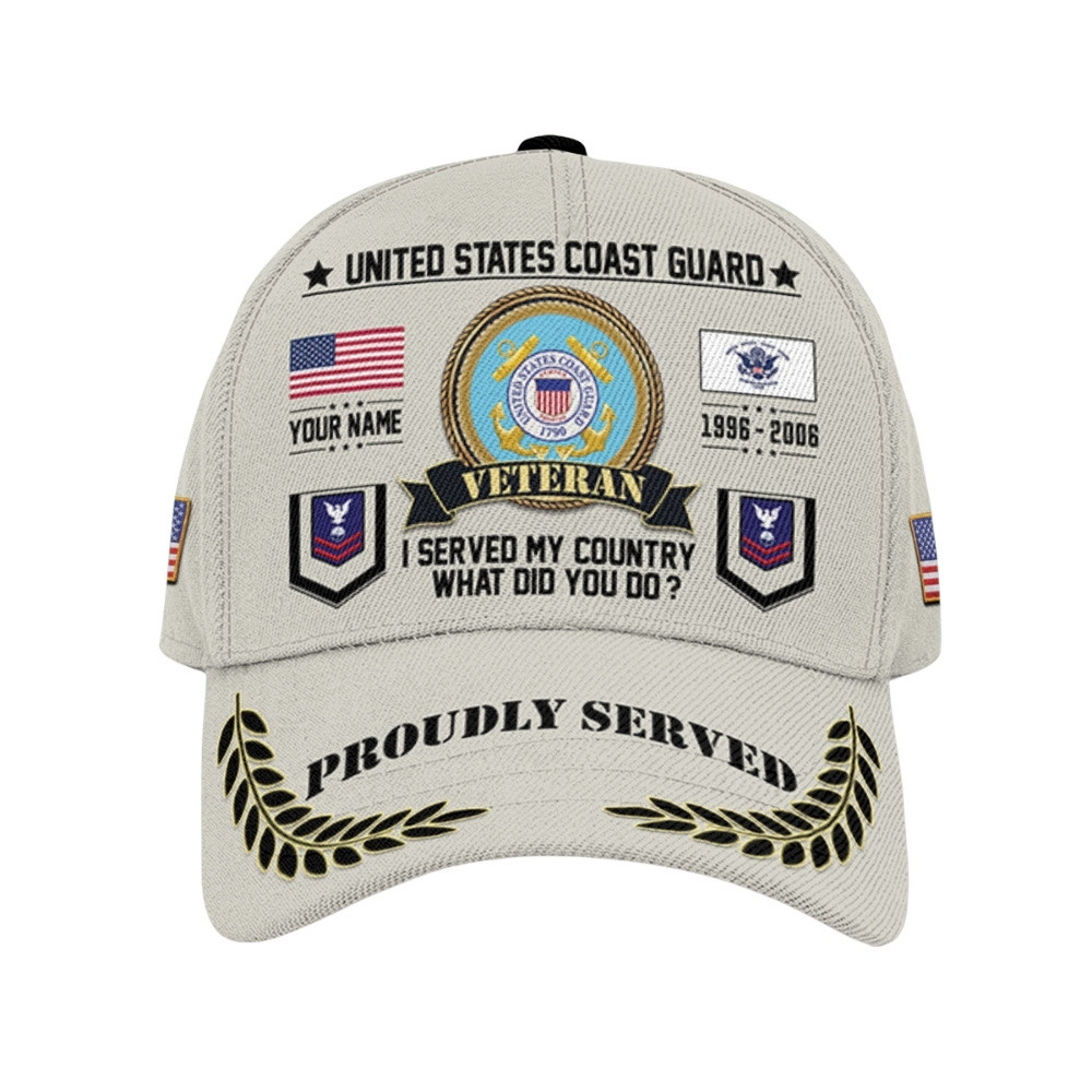 Premium Custom USCG Veteran Hat VPVC020534, Cap For Coast Guard Veterans, Gifts For Veterans Day, Father’s Day