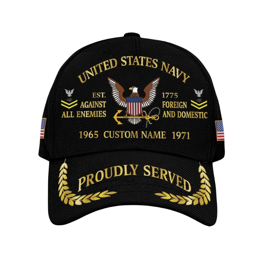 Premium Custom US Navy Veteran Hat VPVC020536, Cap For Navy Veterans, Gifts For Veterans Day, Father’s Day