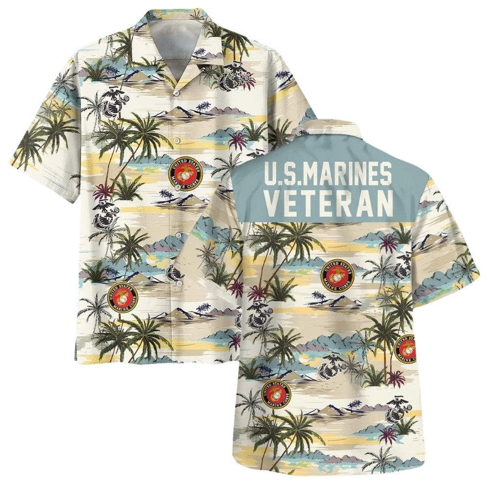 Premium Custom USMC Hawaiian Shirt VPVC408109, Gifts For Marine Veteran, Gifts For Veterans Day