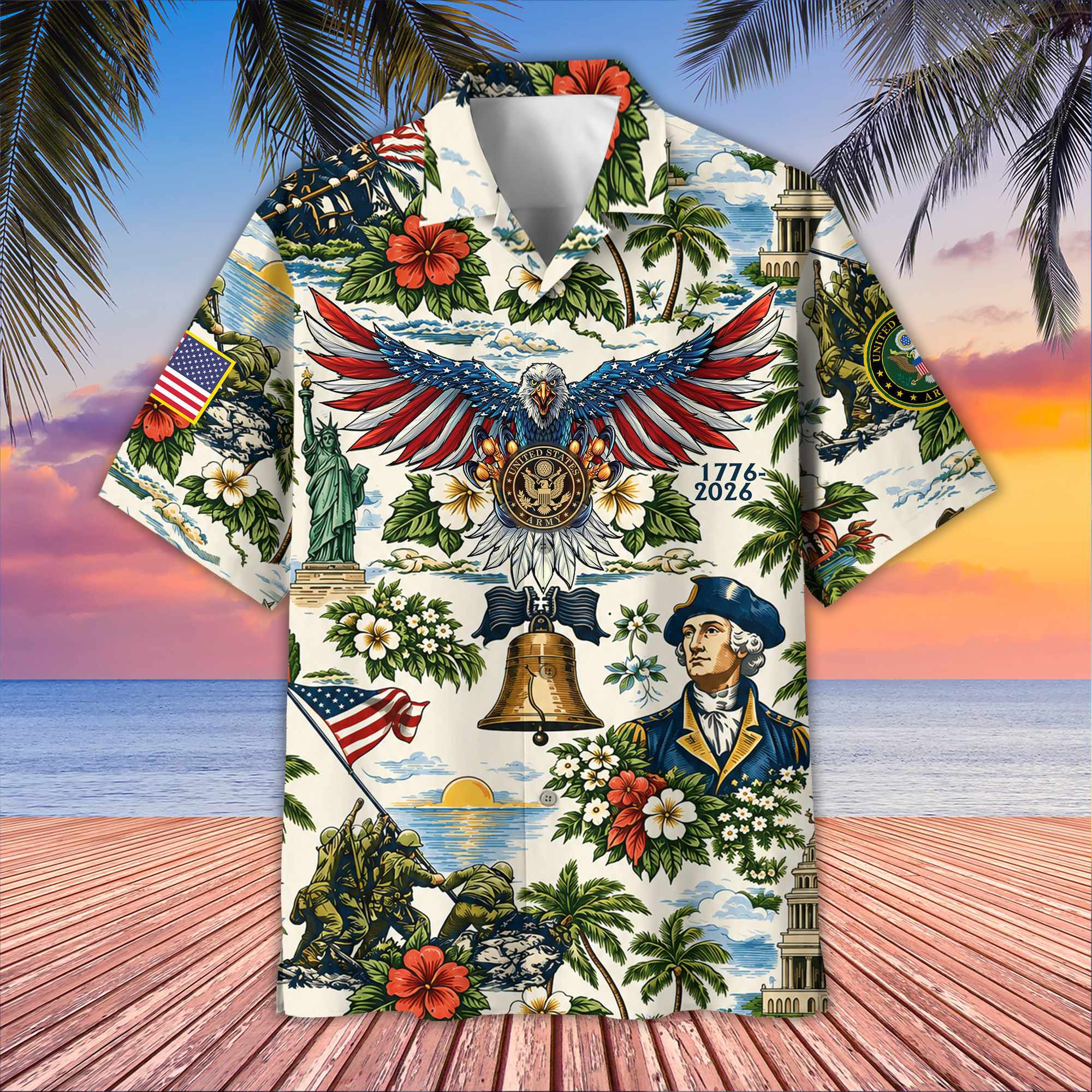 Premium America 250th Anniversary US Veterans Hawaiian Shirt CPHN210511, Gifts for U.S. Veterans, Gifts for Independence Day, Veterans Day