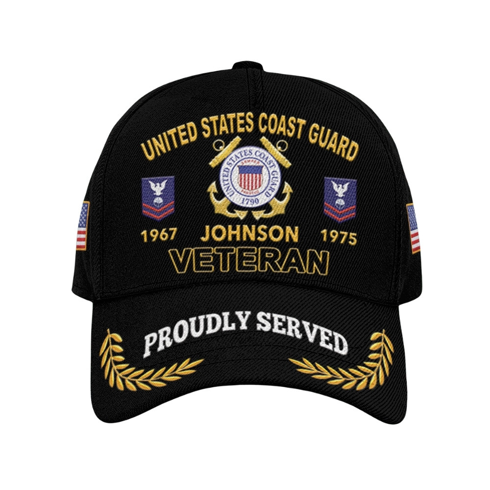 Premium Custom USCG Veteran Hat VPVC020554, Cap For Coast Guard Veterans, Gifts For Veterans Day, Father’s Day