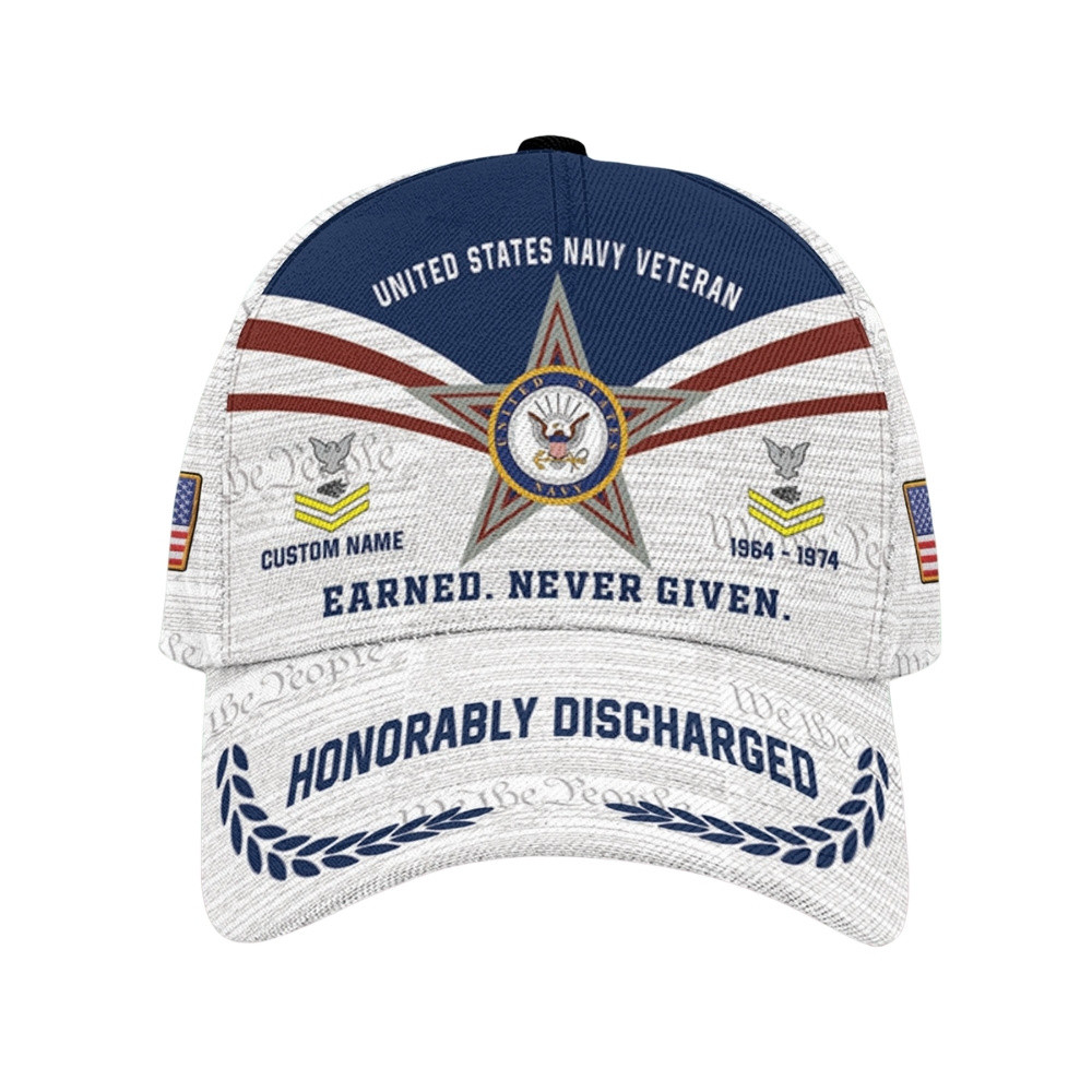 Premium Custom US Navy Veteran Hat VPVC020561, Cap For Navy Veterans, Gifts For Veterans Day, Father’s Day
