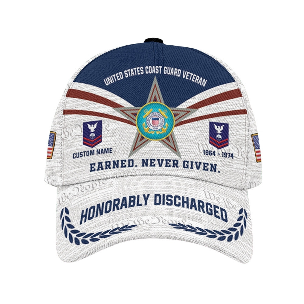 Premium Custom USCG Veteran Hat VPVC020564, Cap For Coast Guard Veterans, Gifts For Veterans Day, Father’s Day