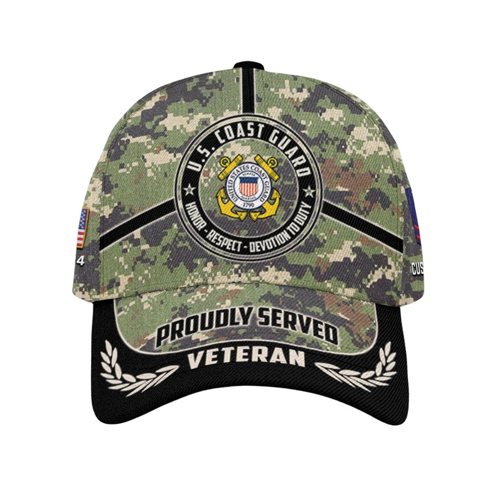 Premium Custom USCG Veteran Hat VPVC020599, Cap For Coast Guard Veterans, Gifts For Veterans Day, Father’s Day