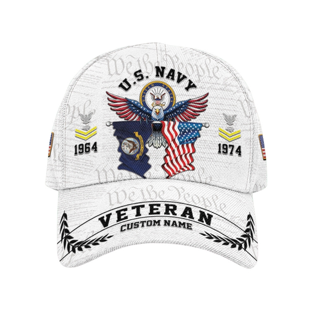 Premium Custom US Navy Veteran Hat VPVC020601, Cap For Navy Veterans, Gifts For Veterans Day, Father’s Day