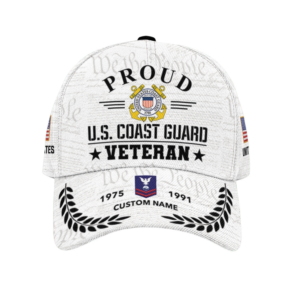 Premium Custom USCG Veteran Hat VPVC020609, Cap For Coast Guard Veterans, Gifts For Veterans Day, Father’s Day