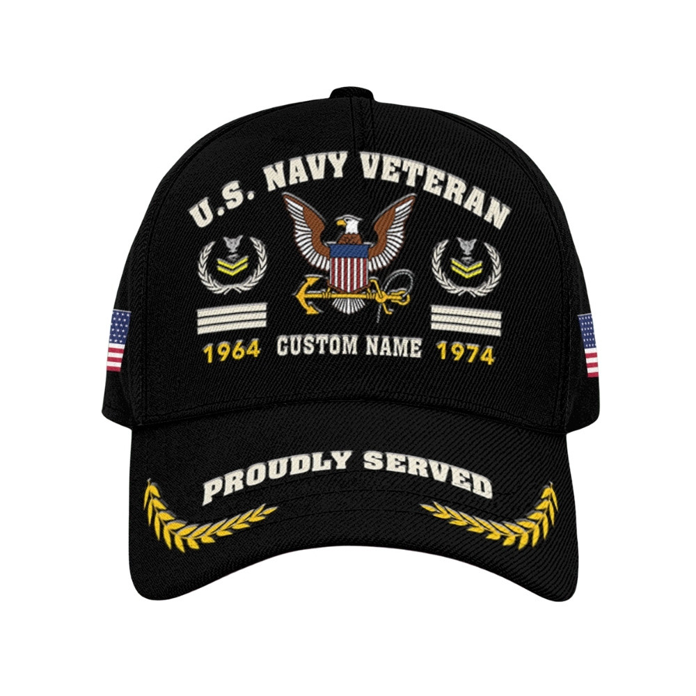 Premium Custom US Navy Veteran Hat VPVC020617, Cap For Navy Veterans, Gifts For Veterans Day, Father’s Day