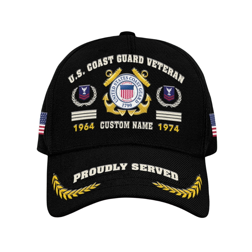 Premium Custom USCG Veteran Hat VPVC020620, Cap For Coast Guard Veterans, Gifts For Veterans Day, Father’s Day