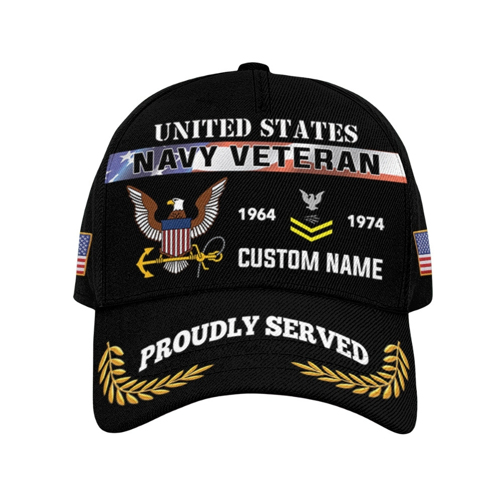 Premium Custom US Navy Veteran Hat VPVC020627, Cap For Navy Veterans, Gifts For Veterans Day, Father’s Day