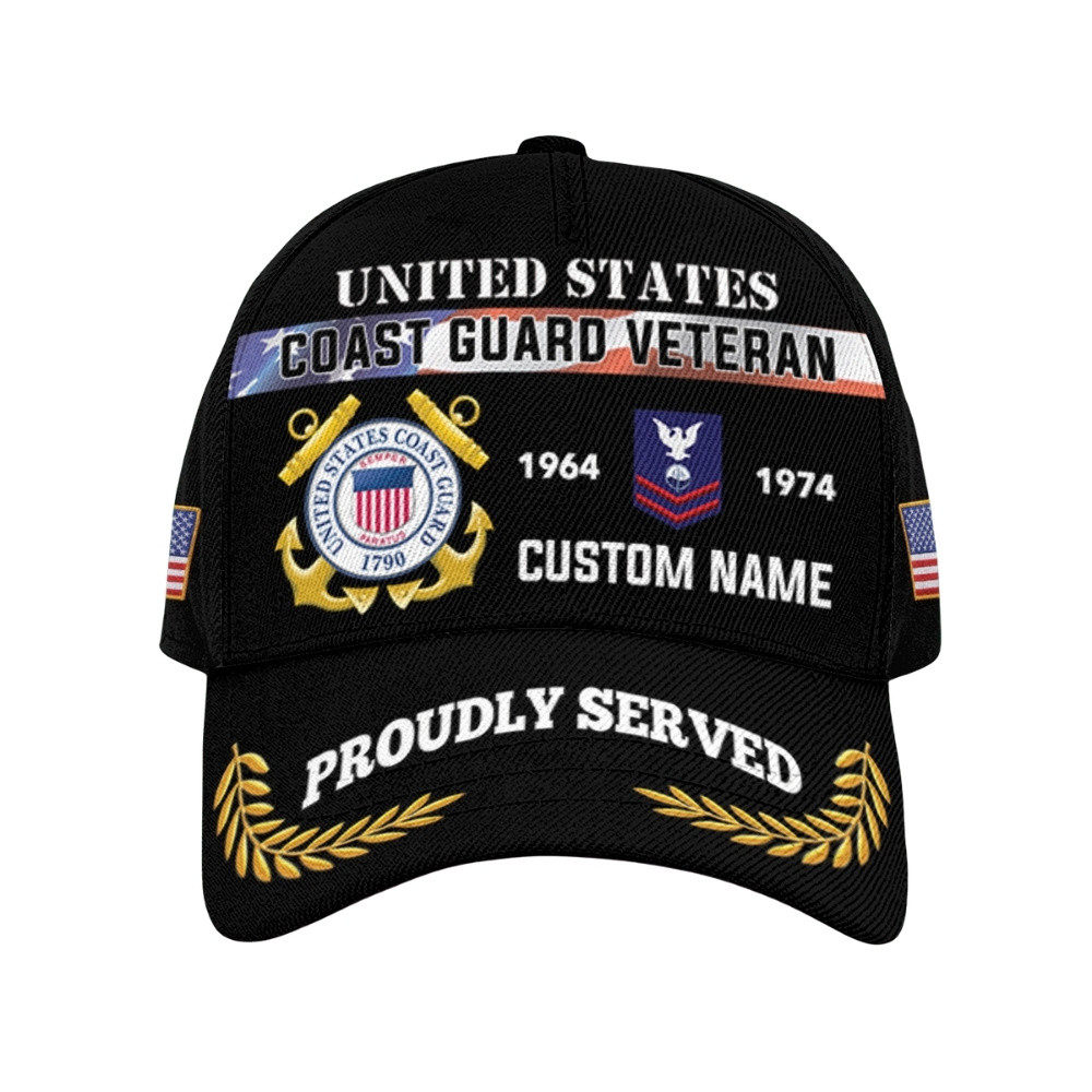 Premium Custom USCG Veteran Hat VPVC020630, Cap For Coast Guard Veterans, Gifts For Veterans Day, Father’s Day