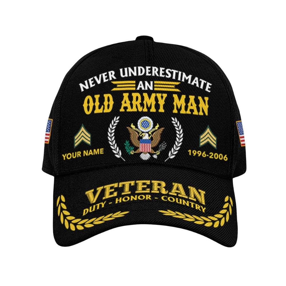 Premium Custom US Army Veteran Hat VPVC020636, Cap For Army Veterans, Gifts For Veterans Day, Father’s Day