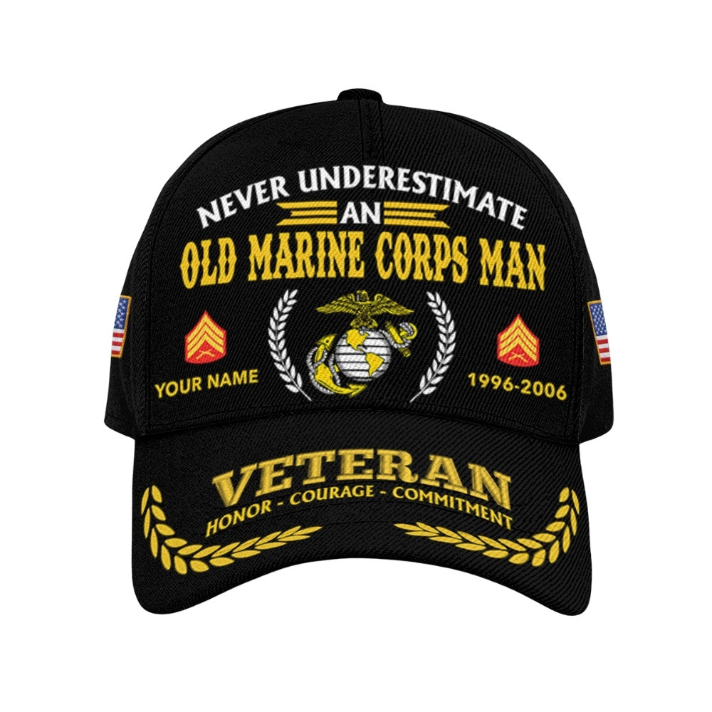 Premium Custom USMC Veteran Hat VPVC020638, Cap For Marine Veterans, Gifts For Veterans Day, Father’s Day