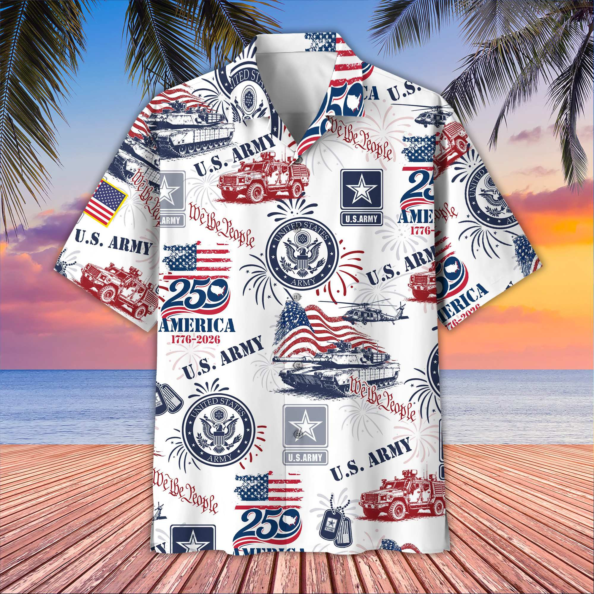 Premium America 250th Anniversary US Veterans Hawaiian Shirt CPHN280511, Gifts for U.S. Veterans, Gifts for Independence Day, Veterans Day