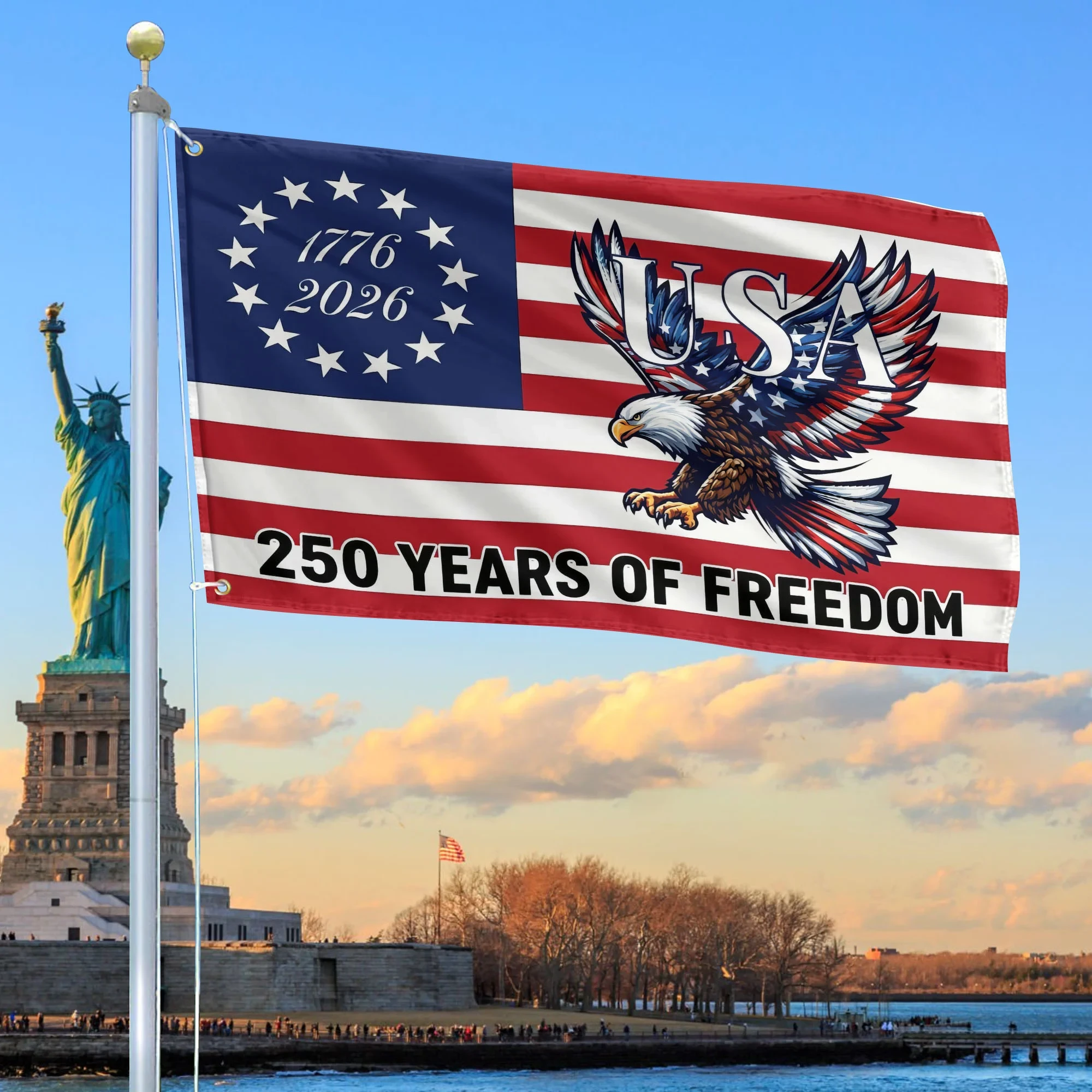 Premium America 250th Anniversary Grommet Flag VPVC120119, America 250th Flag, America 250th Birthday, Best Gifts On Independence Day, Veterans Day