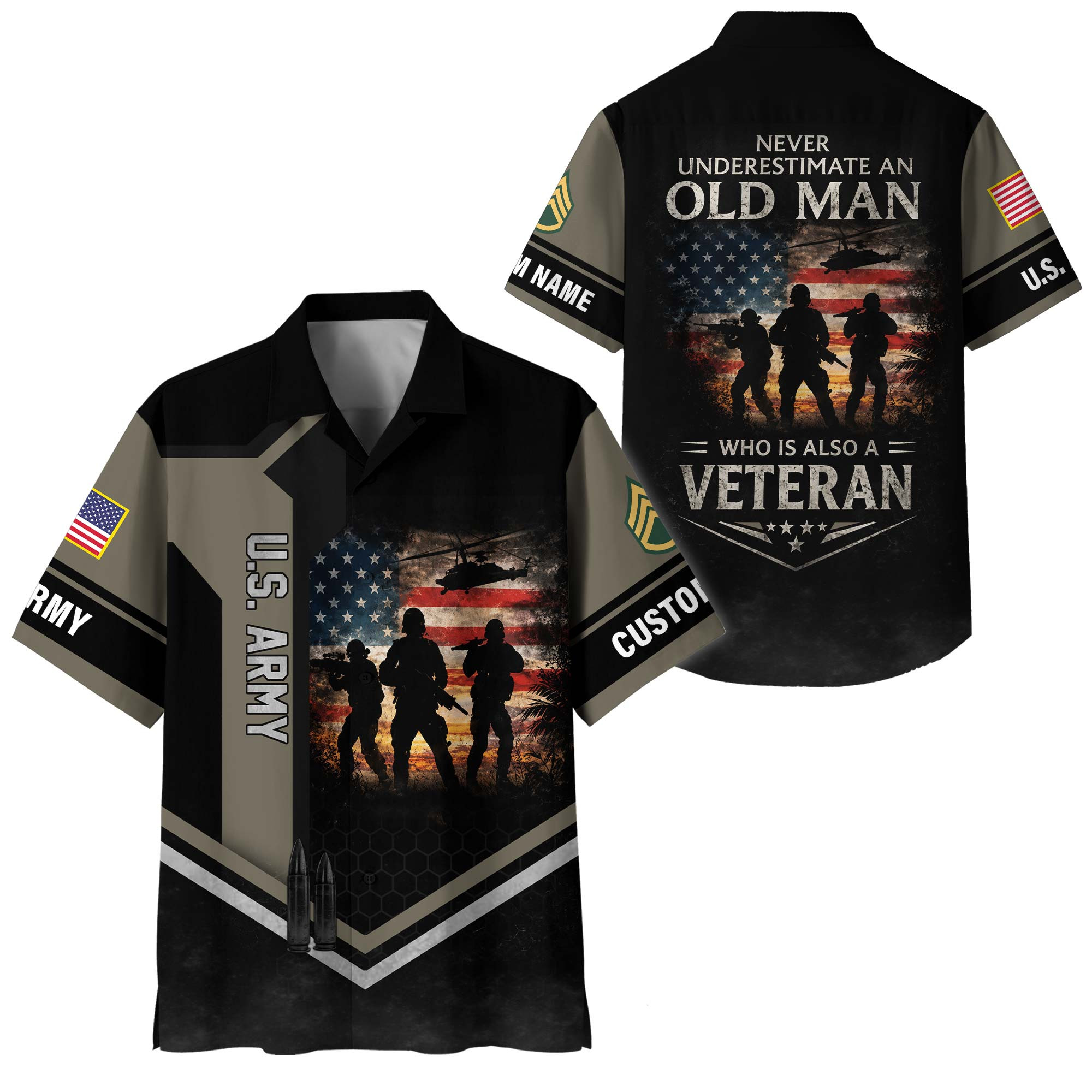 Premium Custom US Army Hawaiian Shirt VPVC408121, Gifts For Army Veteran, Gifts For Veterans Day