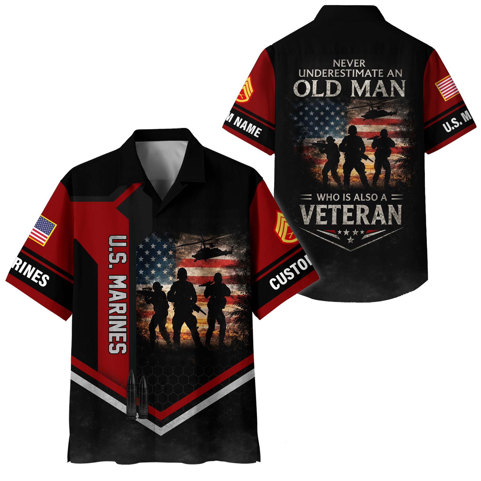 Premium Custom USMC Hawaiian Shirt VPVC408123, Gifts For Marine Veteran, Gifts For Veterans Day