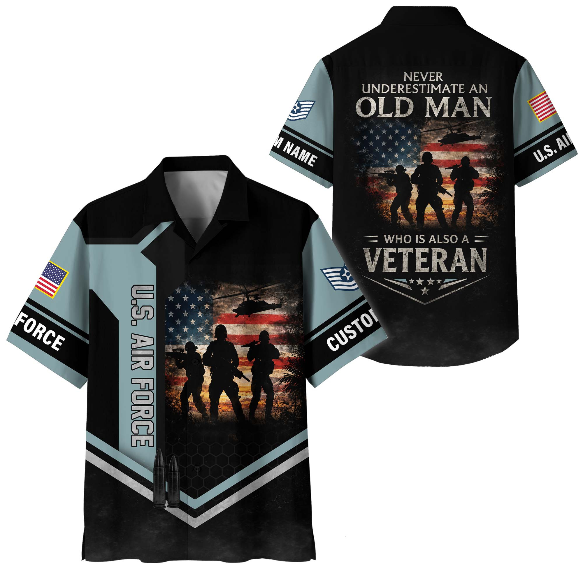 Premium Custom USAF Hawaiian Shirt VPVC408124, Gifts For Air Force Veteran, Gifts For Veterans Day