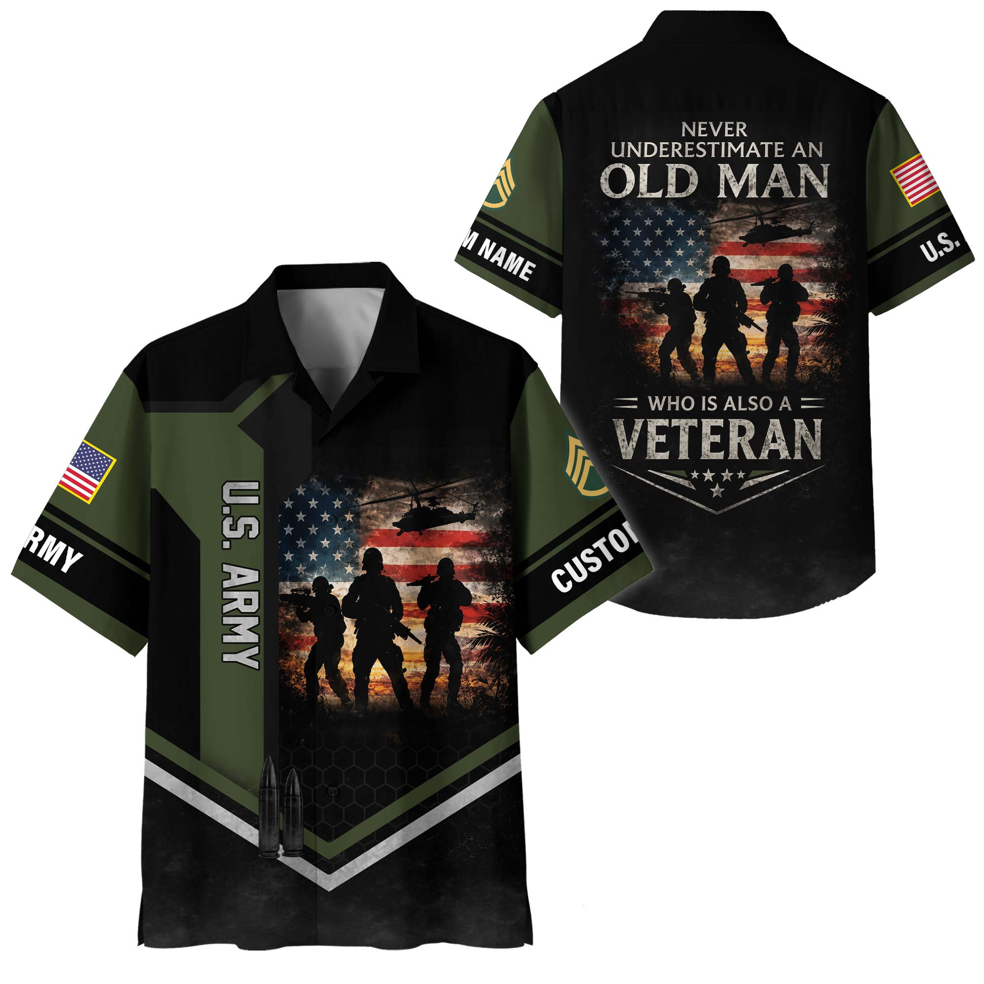 Premium Custom US Army Hawaiian Shirt VPVC400010, Gifts For Army Veteran, Gifts For Veterans Day