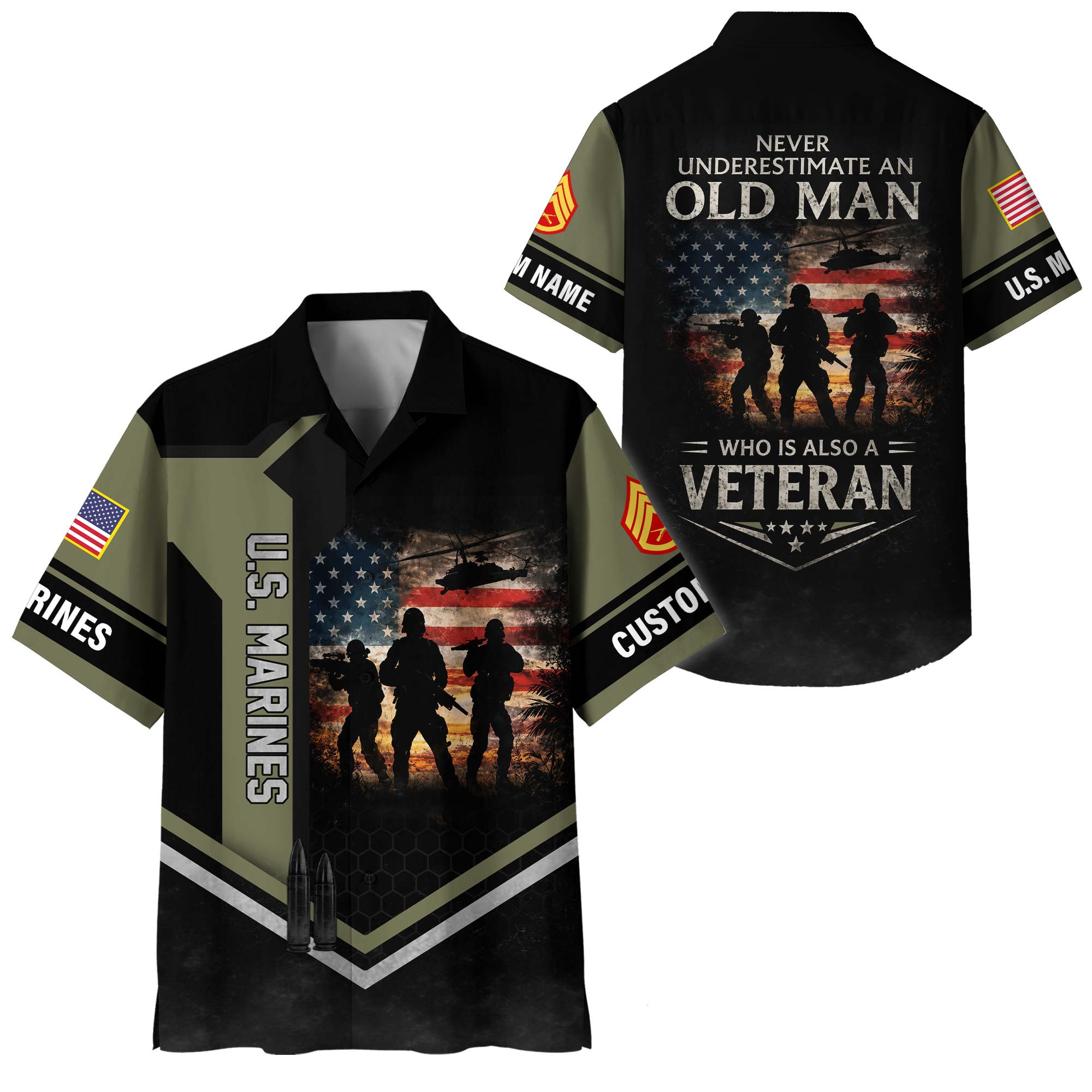 Premium Custom USMC Hawaiian Shirt VPVC400011, Gifts For Marine Veteran, Gifts For Veterans Day