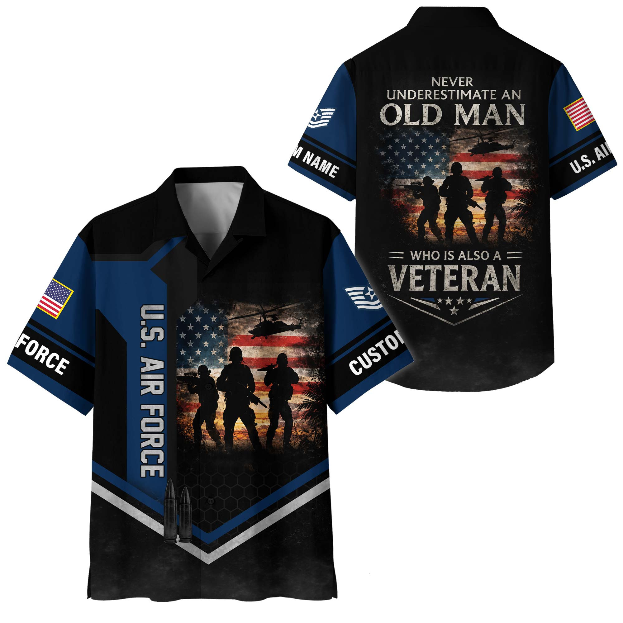 Premium Custom USAF Hawaiian Shirt VPVC400012, Gifts For Air Force Veteran, Gifts For Veterans Day