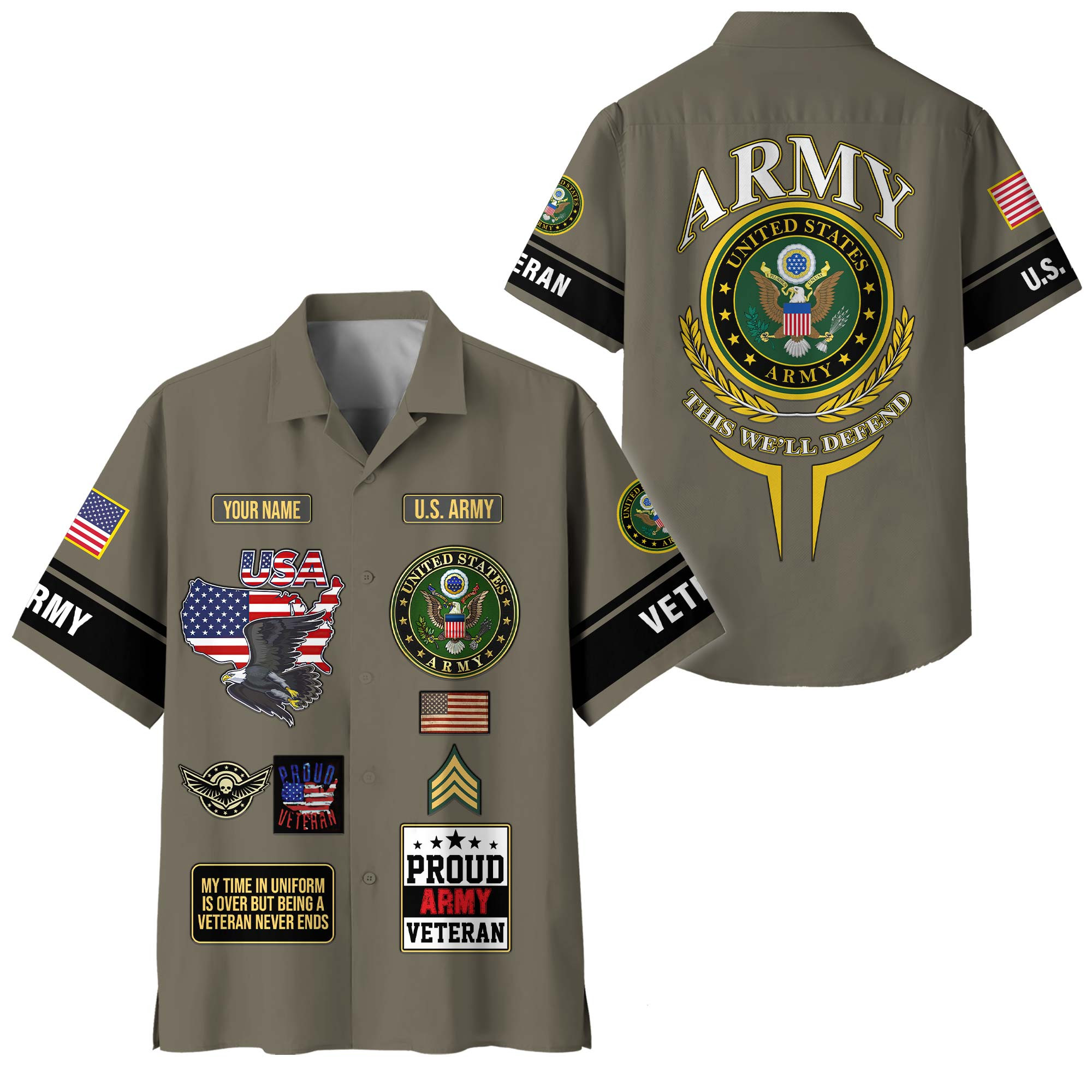 Premium Custom US Army Hawaiian Shirt VPVC408131, Gifts For Army Veteran, Gifts For Veterans Day