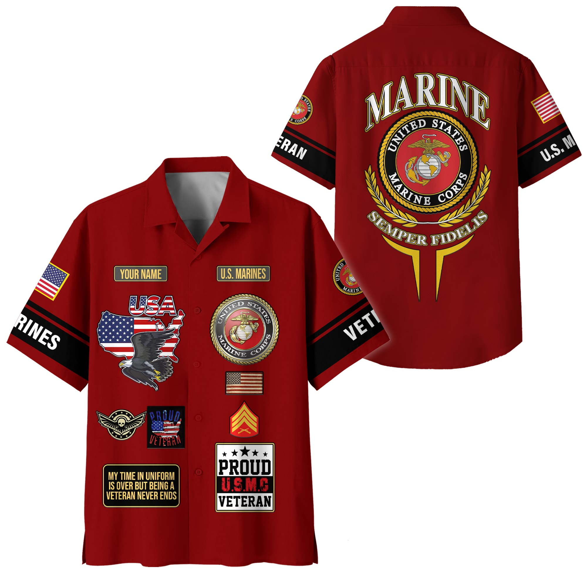 Premium Custom USMC Hawaiian Shirt VPVC408133, Gifts For Marine Veteran, Gifts For Veterans Day