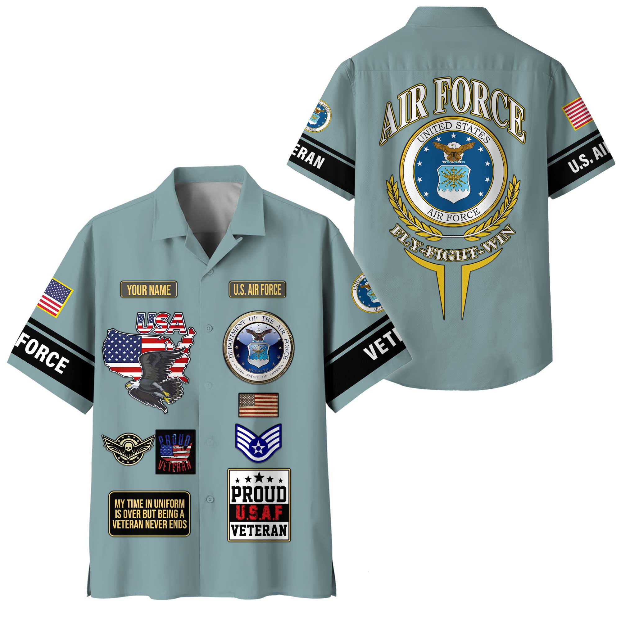 Premium Custom USAF Hawaiian Shirt VPVC408134, Gifts For Air Force Veteran, Gifts For Veterans Day