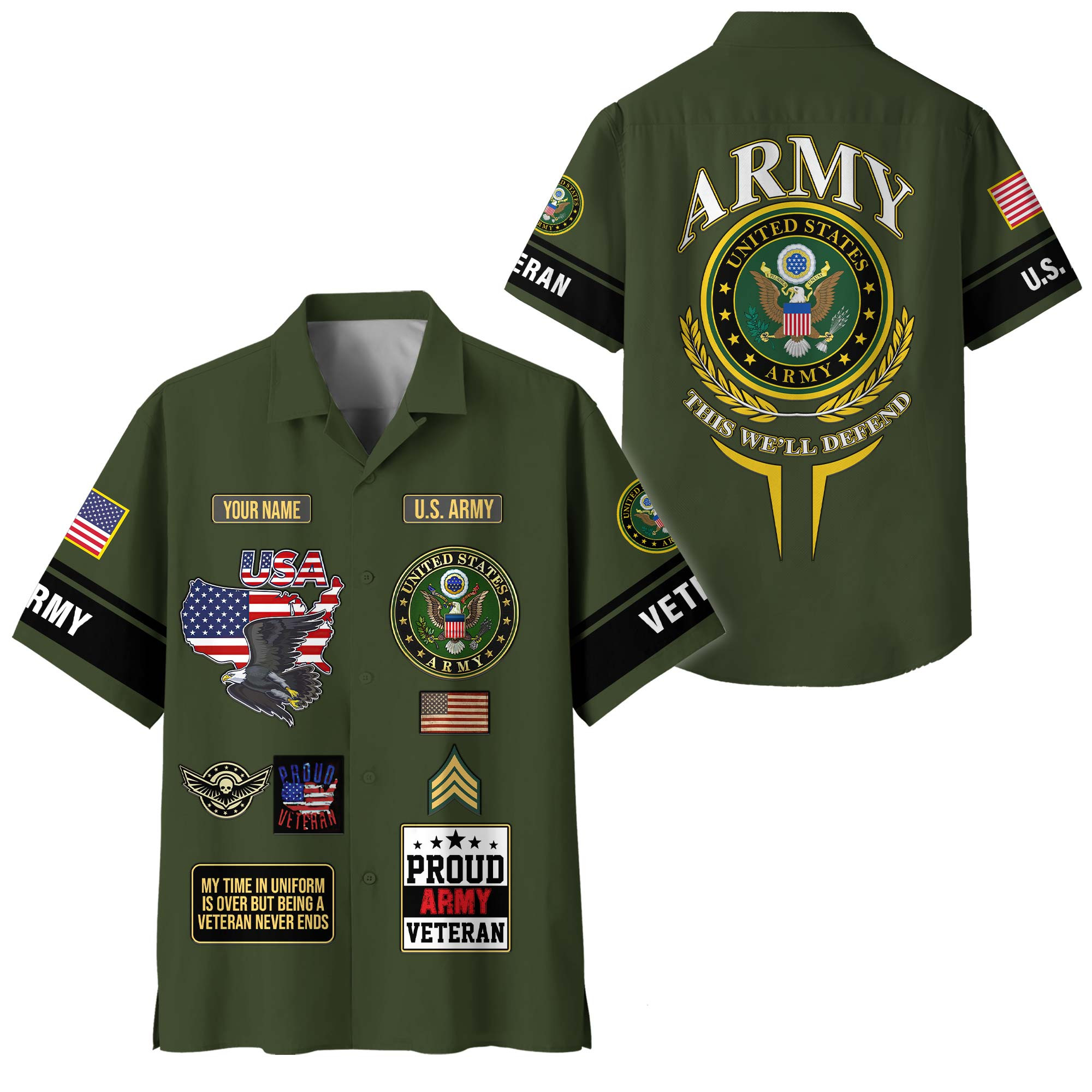 Premium Custom US Army Hawaiian Shirt VPVC400013, Gifts For Army Veteran, Gifts For Veterans Day