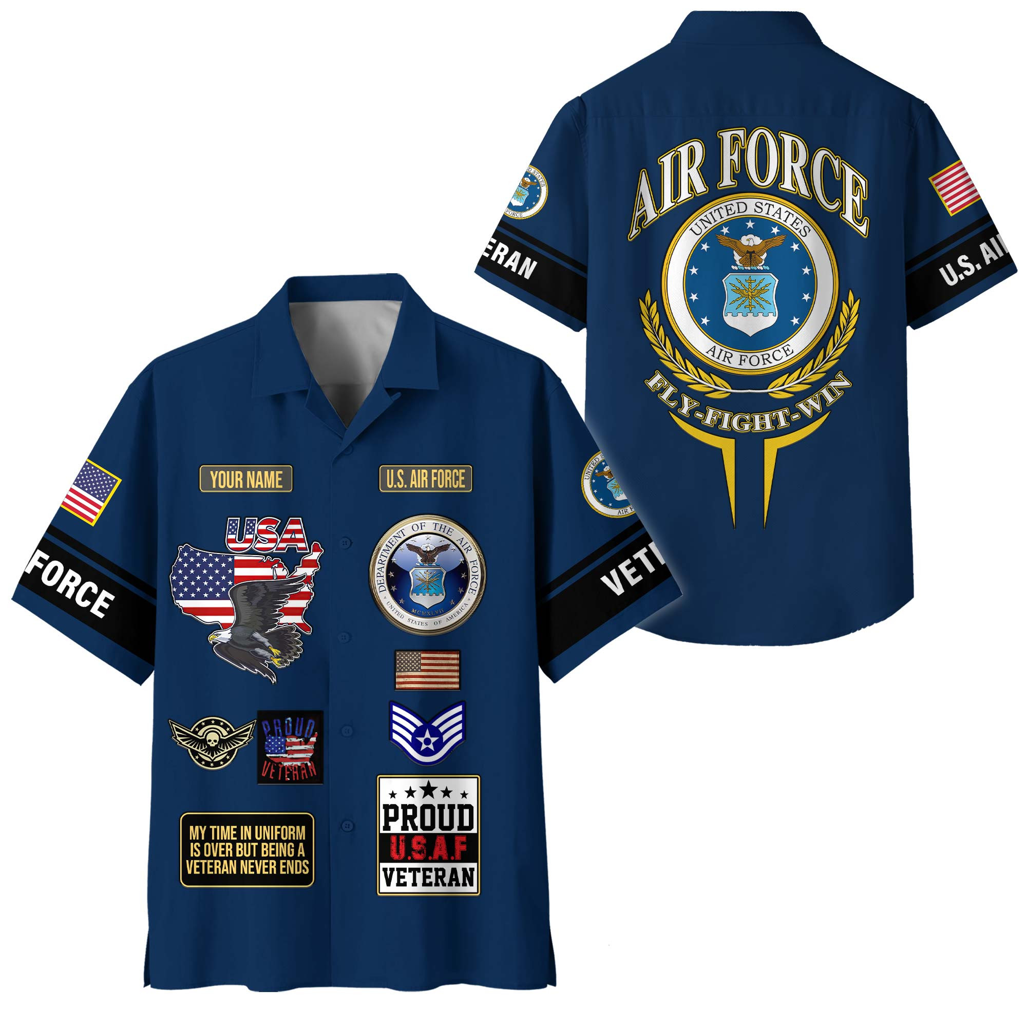 Premium Custom USAF Hawaiian Shirt VPVC400015, Gifts For Air Force Veteran, Gifts For Veterans Day