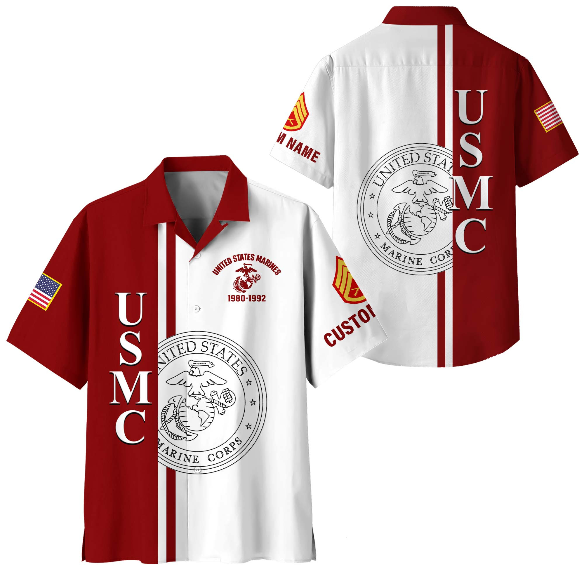 Premium Custom USMC Hawaiian Shirt VPVC408143, Gifts For Marine Veteran, Gifts For Veterans Day