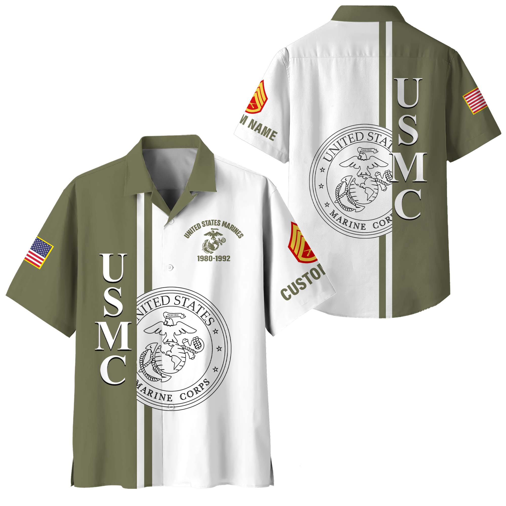 Premium Custom USMC Hawaiian Shirt VPVC400017, Gifts For Marine Veteran, Gifts For Veterans Day
