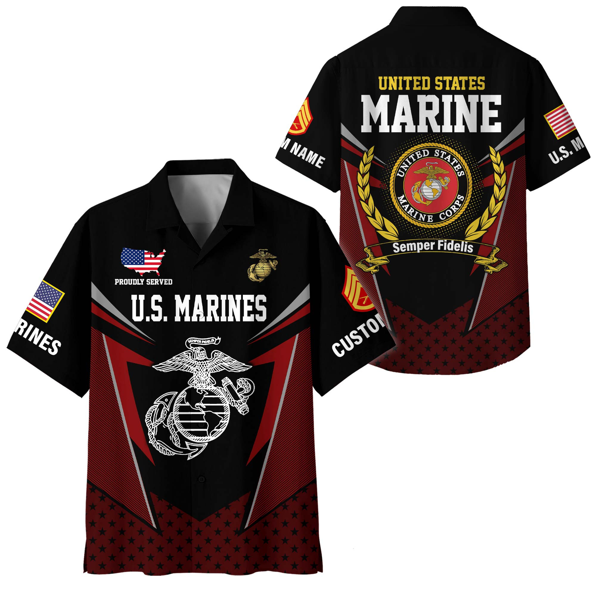 Premium Custom USMC Hawaiian Shirt VPVC408163, Gifts For Marine Veteran, Gifts For Veterans Day