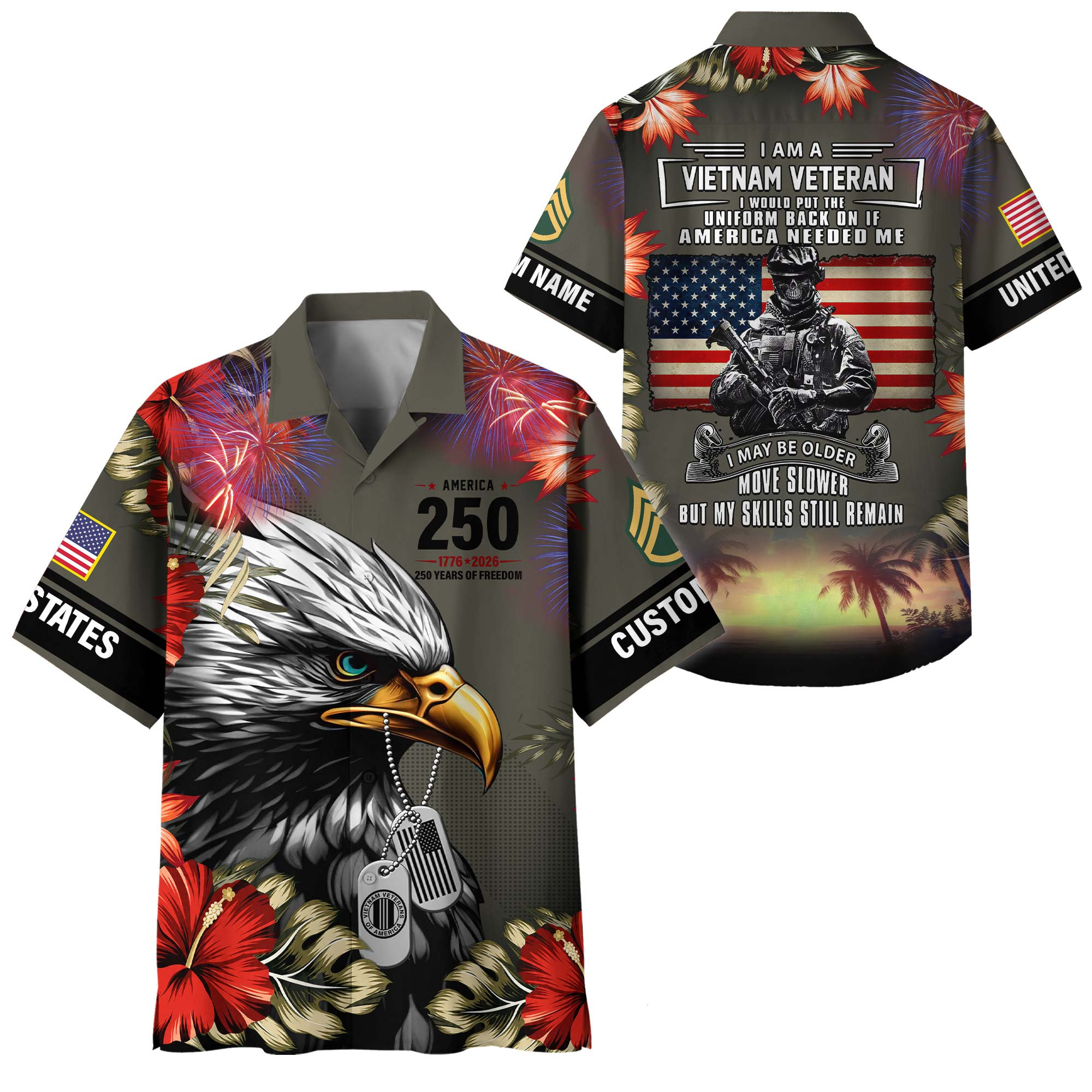 Premium America 250th Anniversary Custom Vietnam Veteran Hawaiian Shirt VPVC408206, Gifts For Vietnam Veteran, Gifts For Veterans Day, Independence Day