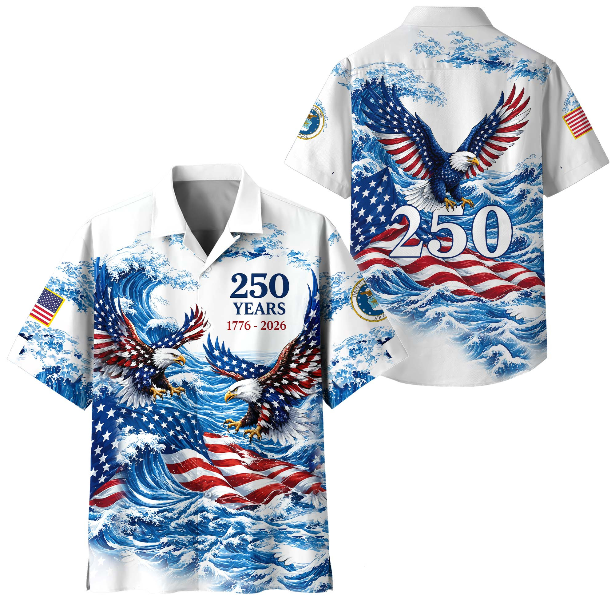 Premium America 250th Anniversary USAF Hawaiian Shirt VPVC408214, Gifts For Air Force Veteran, Gifts For Veterans Day, Independence Day