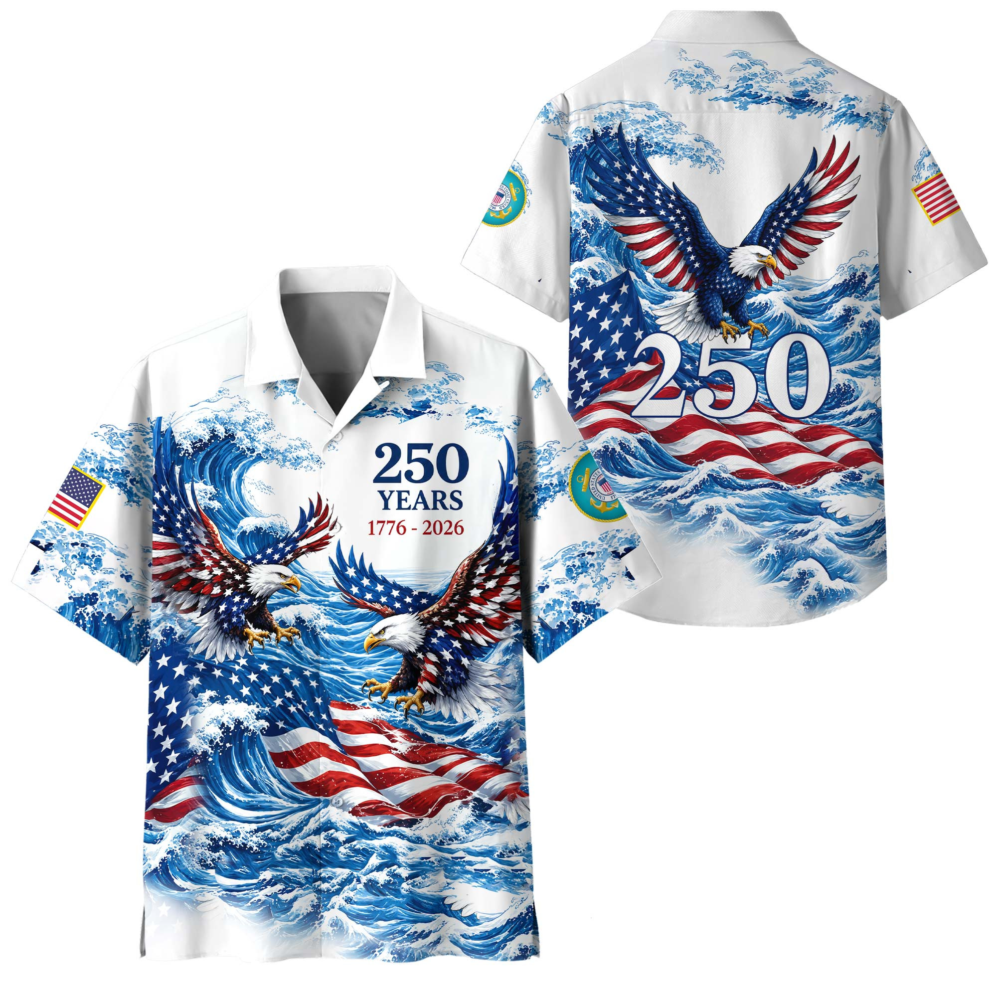 Premium America 250th Anniversary USCG Hawaiian Shirt VPVC408215, Gifts For Coast Guard Veteran, Gifts For Veterans Day, Independence Day