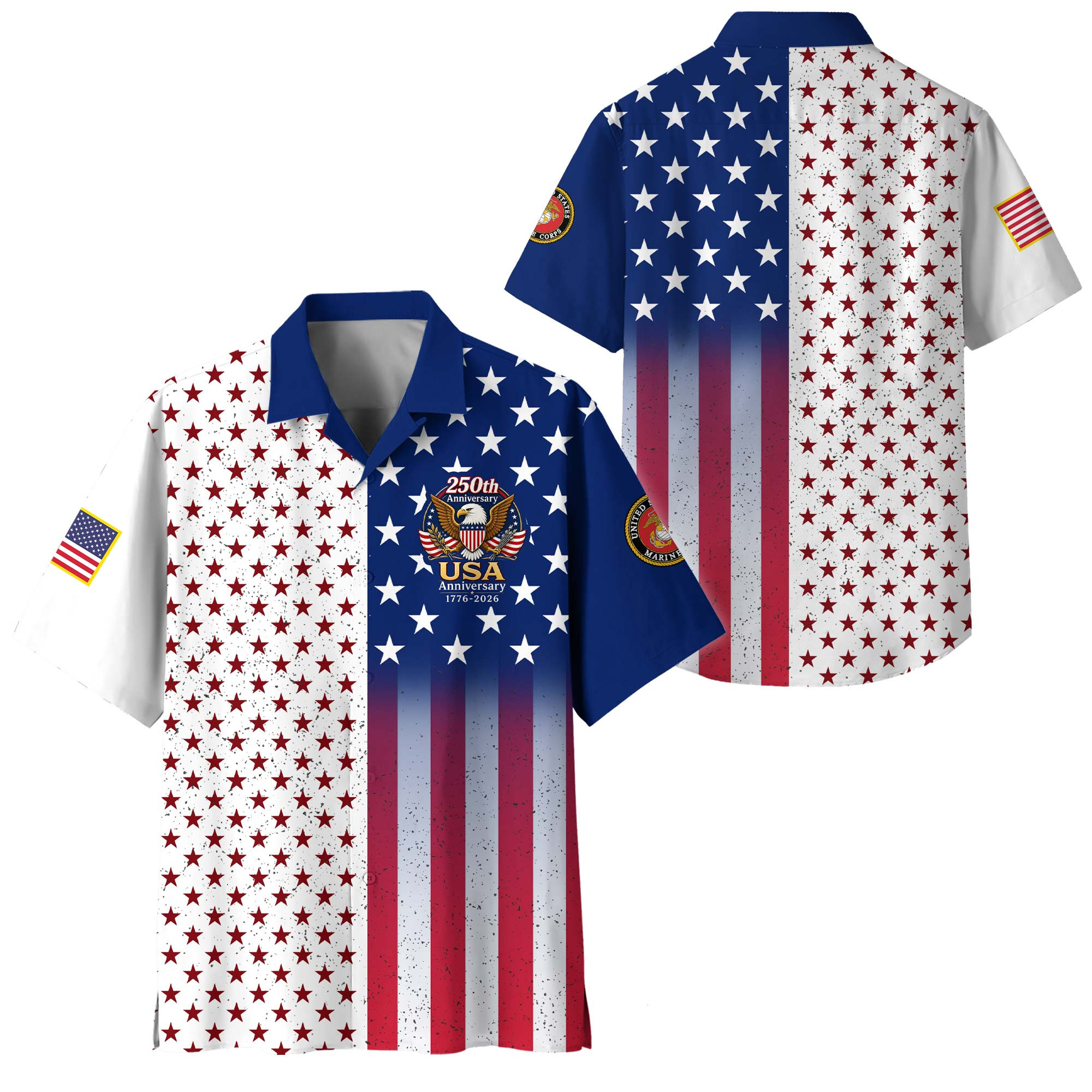 Premium America 250th Anniversary USMC Hawaiian Shirt VPVC408273, Gifts For Marine Veteran, Gifts For Veterans Day, Independence Day