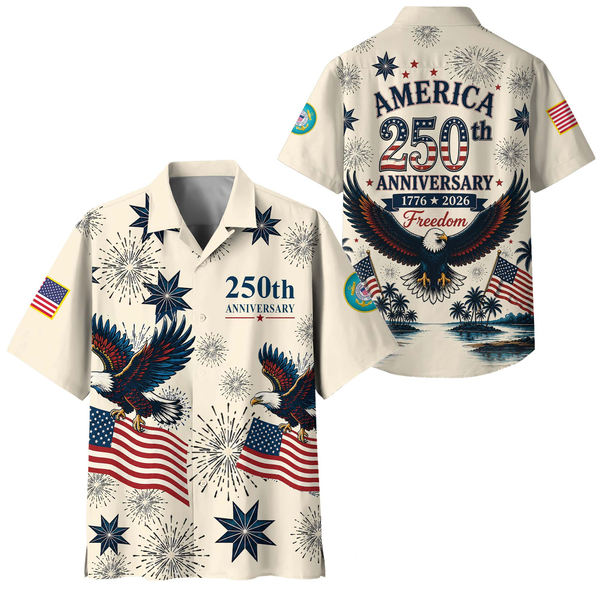 Premium America 250th Anniversary USCG Hawaiian Shirt VPVC408285, Gifts For Coast Guard Veteran, Gifts For Veterans Day, Independence Day