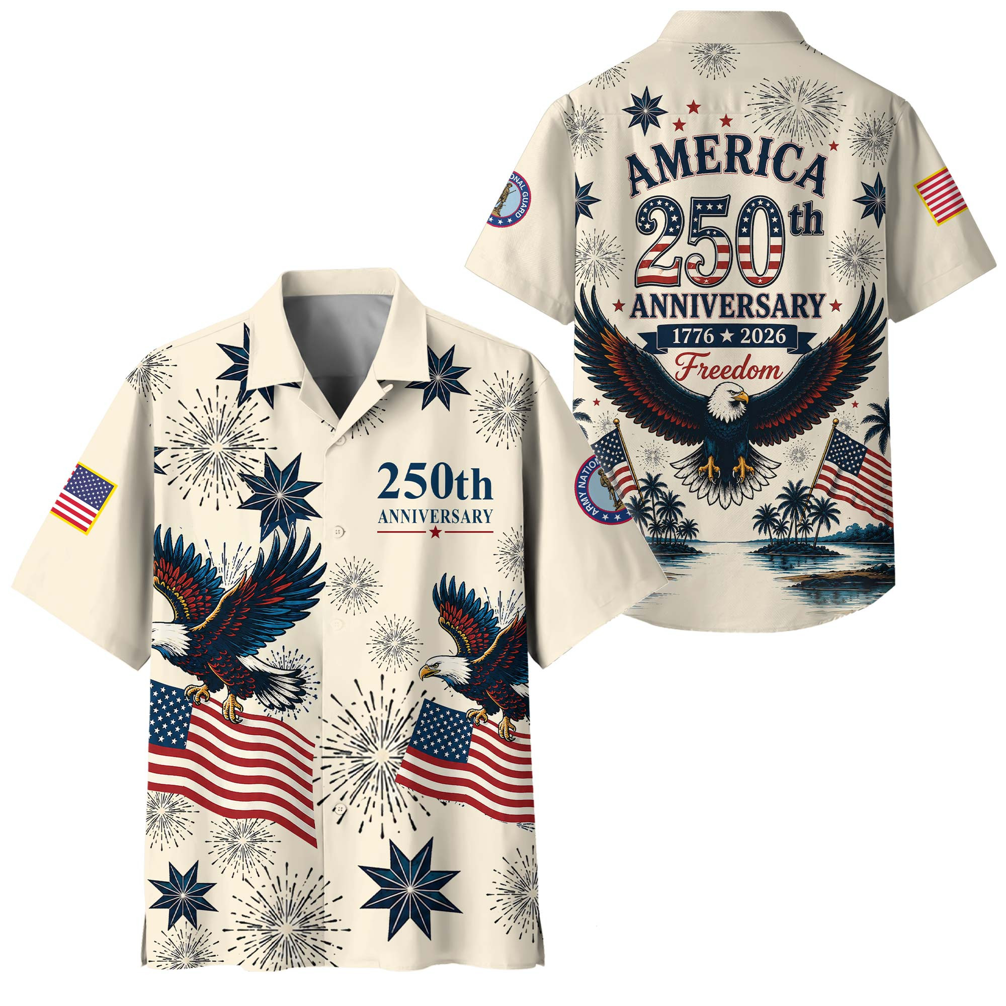 Premium America 250th Anniversary Army National Guard Veteran Hawaiian Shirt VPVC408288, Gifts For Army National Guard Veteran, Gifts For Veterans Day, Independence Day