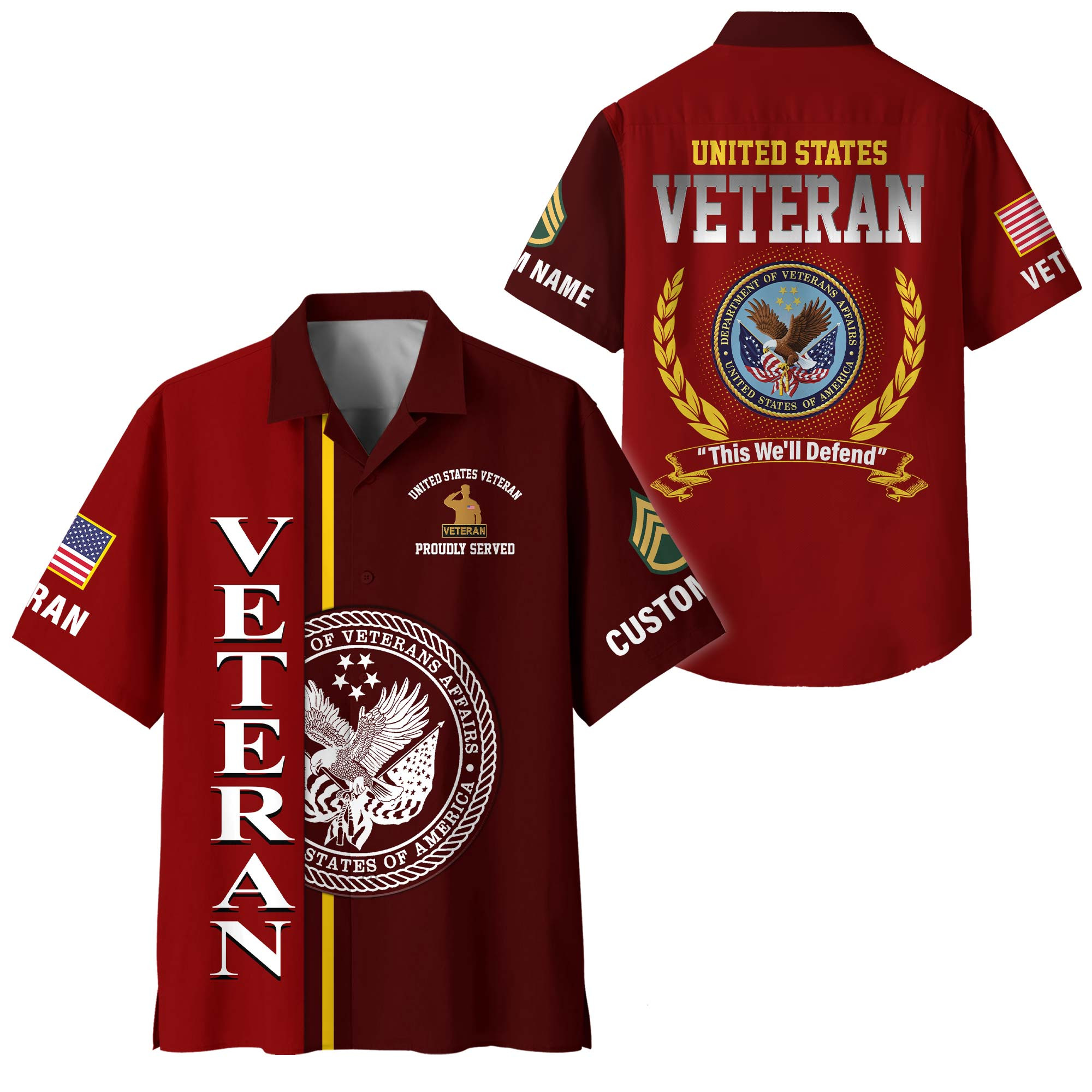Premium Custom US Veteran Hawaiian Shirt VPVC408297, Gifts For US Veteran, Gifts For Veterans Day