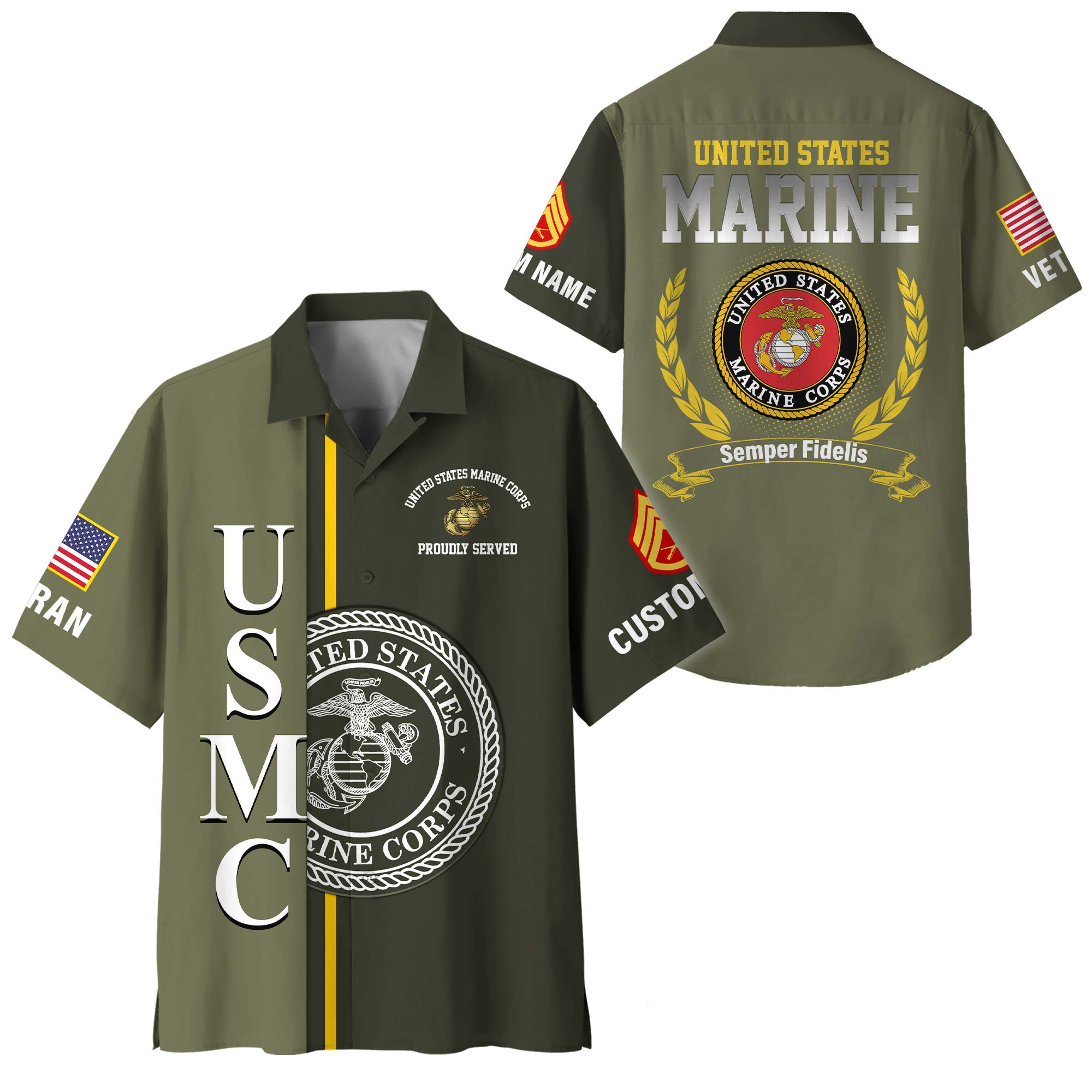 Premium Custom USMC Hawaiian Shirt VPVC400023, Gifts For Marine Veteran, Gifts For Veterans Day