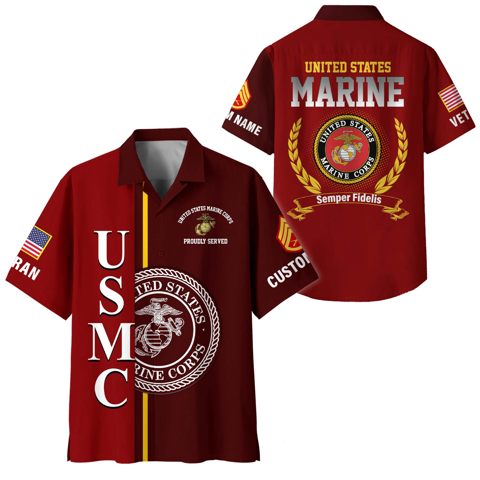Premium Custom USMC Hawaiian Shirt VPVC408293, Gifts For Marine Veteran, Gifts For Veterans Day