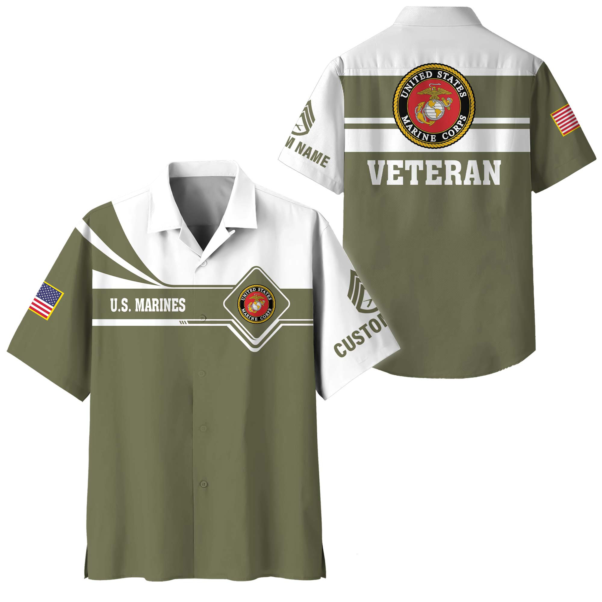 Premium Custom USMC Hawaiian Shirt VPVC400026, Gifts For Marine Veteran, Gifts For Veterans Day
