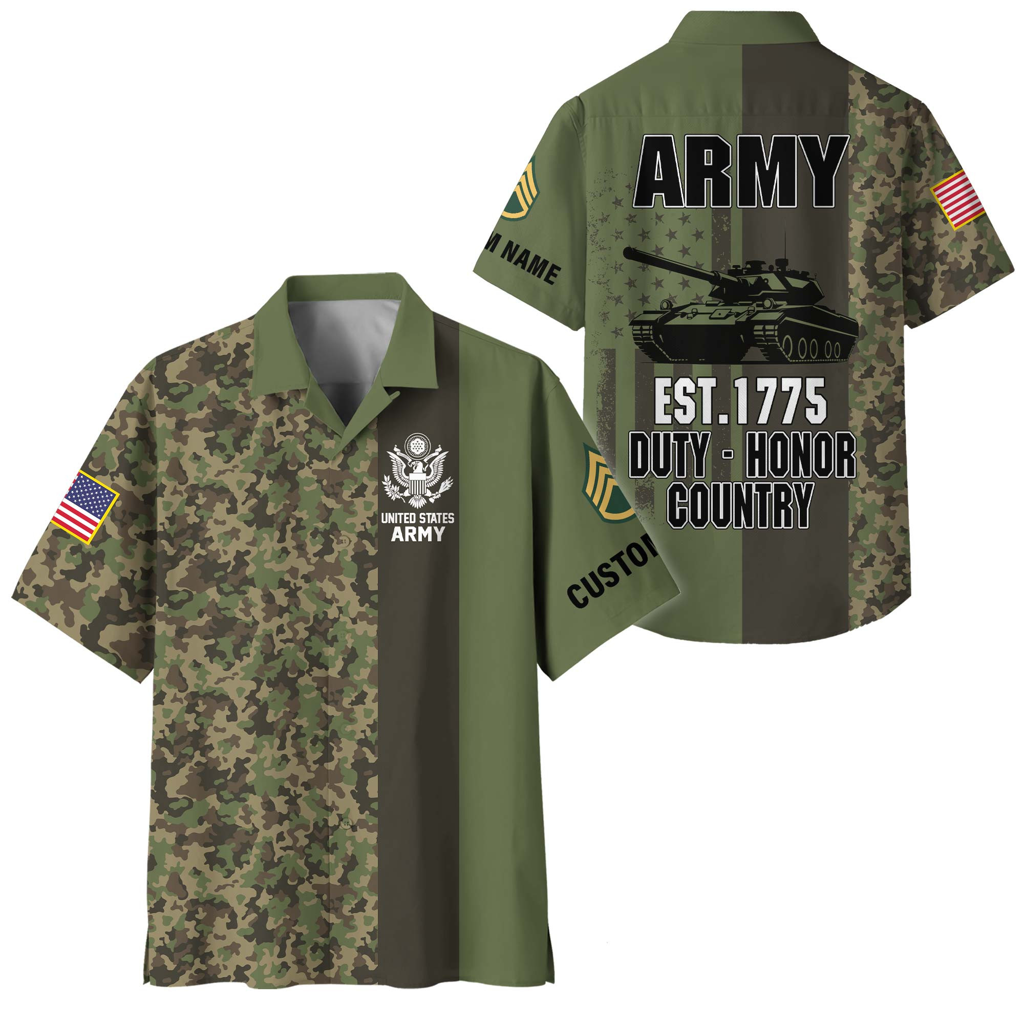 Premium Custom US Army Hawaiian Shirt VPVC408321, Gifts For Army Veteran, Gifts For Veterans Day