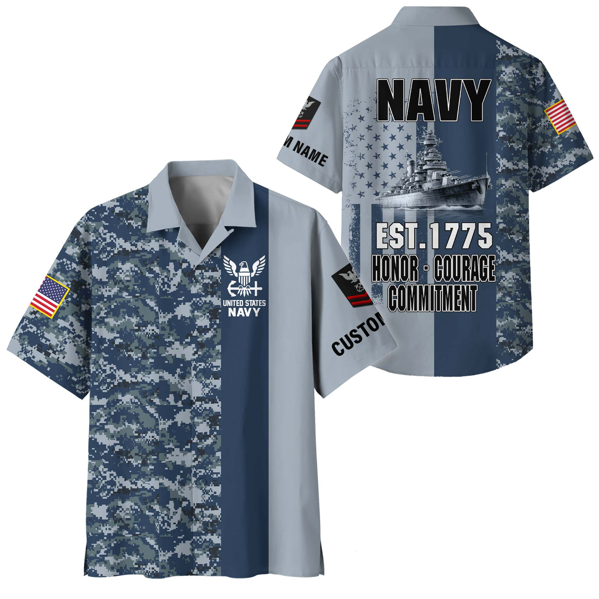 Premium Custom US Navy Hawaiian Shirt VPVC408322, Gifts For Navy Veteran, Gifts For Veterans Day