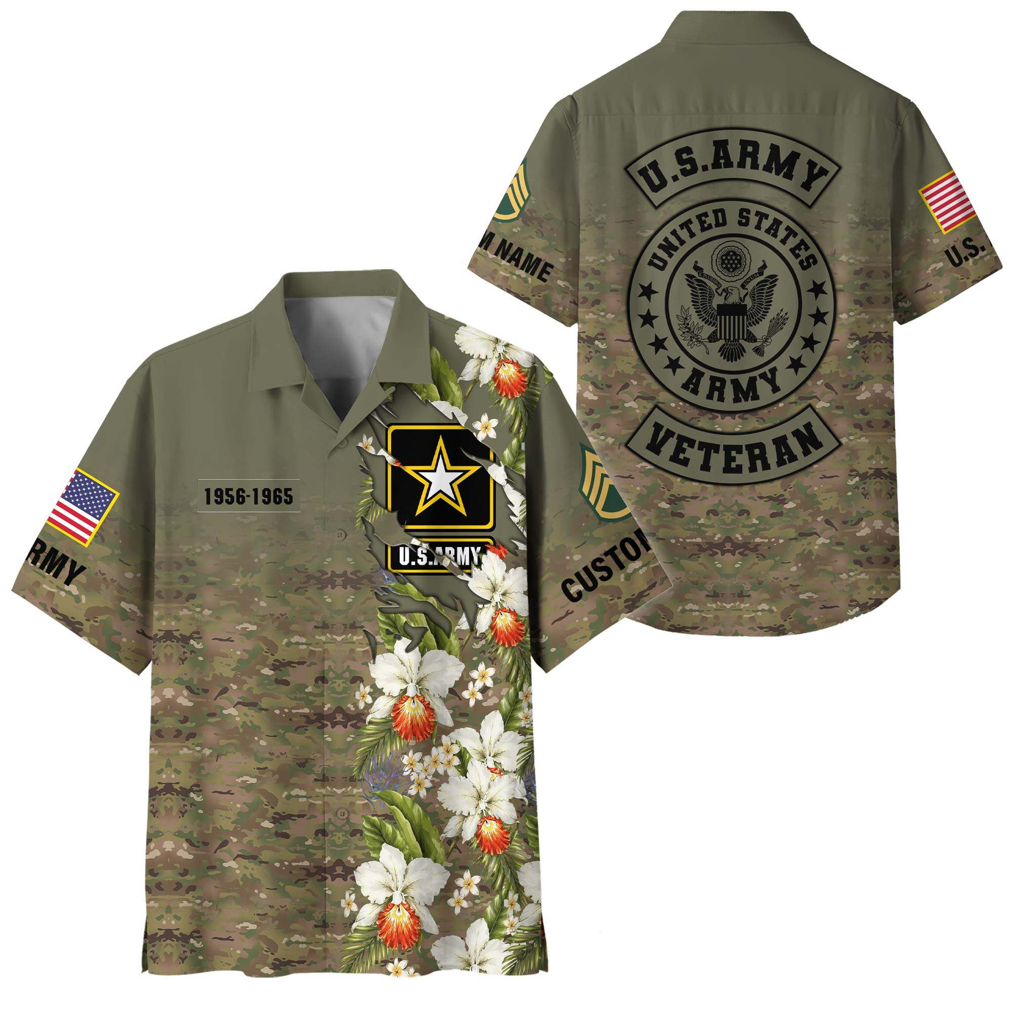 Premium Custom US Army Hawaiian Shirt VPVC408371, Gifts For Army Veteran, Gifts For Veterans Day